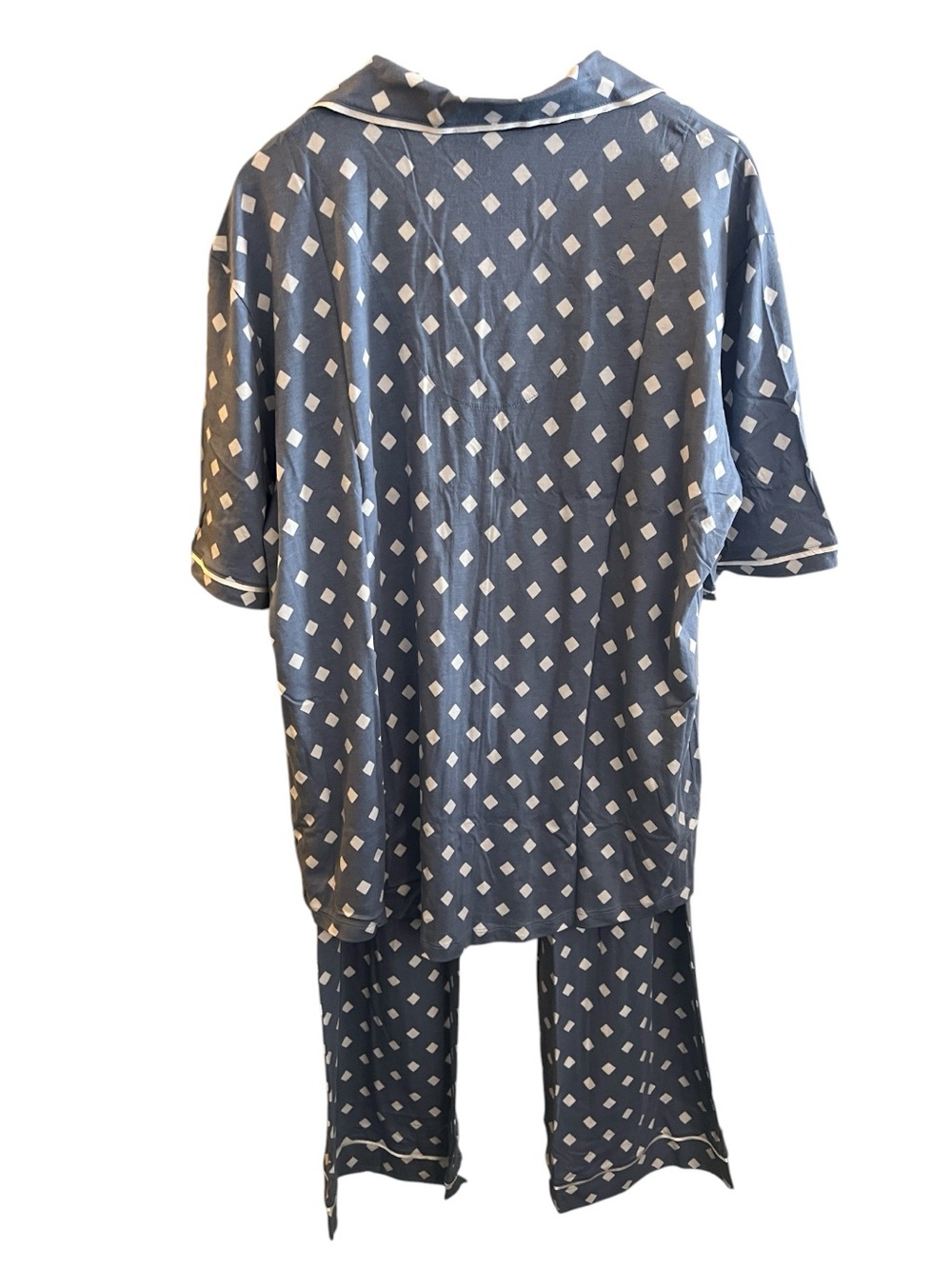 Cosabella Bella Pima Pajama Set 2X Blue Diamond Print Short Sleeve and Pants NWT - Picture 2 of 12